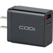 CODI Dual Wall Charger with USB-C & Quick Charge 3.0 - 120 V AC Input - 5 V DC/3 A Output A01050
