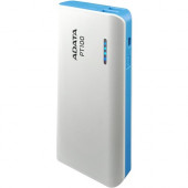 A-Data Technology  Adata PT100 Power Bank - For USB Device, Smartphone, Tablet PC, iPhone, iPad, MP3 Player, MP4 Player - Lithium Ion (Li-Ion) - 10000 mAh - 2.10 A - 5 V DC Output - 5 V DC Input - 3 x - White, Blue APT100-10000M-5V-CWHBL