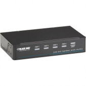 Black Box DVI-D Splitter with Audio and HDCP, 1 x 4 - Audio Line In - Audio Line Out - DVI In - DVI Out - RoHS, TAA, WEEE Compliance AVSP-DVI1X4