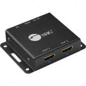 SIIG 2-Port HDMI 2.0 HDR Mini Splitter Amplifier with EDID Management - 3840 Ã&Atilde;&Acirc;&Atilde;&Acirc; 2160 - 600 MHzMaximum Video Bandwidth - 49.21 ft Maximum Operating Distance - HDMI In - HDMI Out - USB - Metal - TAA Compliant - TAA 