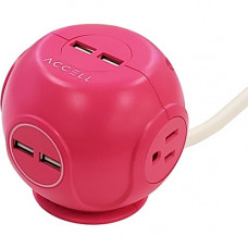 Accell Power Cutie D080B-049P 3-Outlet Surge Suppressor/Protector - 3 x AC Power, 4 x USB - 1800 VA - 540 J - 120 V AC Input D080B-049P