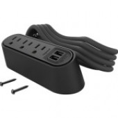 Chief Desktop Power Center, 3 AC, 2 USB-A, Black - 3 x AC Power, 2 x USB - 6 ft Cord - 15 A Current - Desktop - Black KRADPC32B