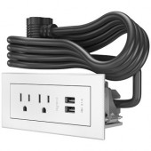 Chief Power Center, 2 AC, 2 USB-A, White - 2 x Power Receptacles - 120 V AC / 15 A Rectangular Flush Mount KRARPC22W