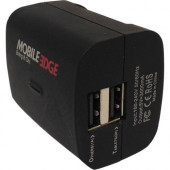 Mobile Edge Dual Power AC (Dual USB Ports Wall Charger) - 110 V AC, 220 V AC Input - 5 V DC/3.10 A Output - Black - RoHS Compliance MEAUWC