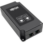 Tripp Lite Gigabit Midspan PoE+ Injector Active IEEE 802.3at/802.3af 1-Port - 120 V AC, 230 V AC Input - Ethernet Input Port(s) - Ethernet Output Port(s) - Surface-mountable - Black - TAA Compliance NPOE-30W-1G