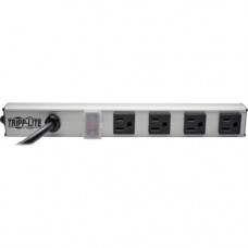 Tripp Lite Power Strip 120V 5-15R 4 Outlet 6'' Cord 12 Inch Length Metal - NEMA 5-15P - 4 x NEMA 5-15R - 6 ft Cord - 15 A Current - 120 V AC Voltage - 1800 W - Rack-mountable - TAA Compliance PS120406