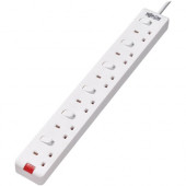 Tripp Lite Protect It! PS6B35W 6-Outlets Power Strip - British - 6 x BS 1363/A - 9.84 ft Cord - 13 A Current - 230 V AC Voltage - Desk Mountable, Wall Mountable - White PS6B35W