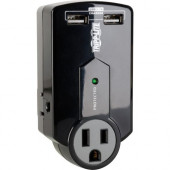 Tripp Lite Travel Surge 3 Outlet USB Charger Tablet Smartphone Ipad Iphone - 3 x AC Power, 2 x USB - 540 J - RoHS Compliance SK120USB