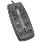 Tripp Lite Surge Protector 120V 10 Outlet RJ11 8'' Cord 2395 Joule - 10 x NEMA 5-15R - 1800 VA - 2395 J - 120 V AC Input - 120 V AC Output - Fax/Modem/Phone - TAA Compliance TLP1008TEL