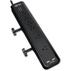 Tripp Lite Surge Protector Power Strip Desk Mount 120V USB 6 Outlet 6'' Cord - 6 x NEMA 5-15R - 1875 VA - 2100 J - 120 V AC Input - 5 V DC Output - RoHS, TAA Compliance TLP606DMUSB