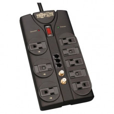 Tripp Lite Surge Protector Power Strip 120V 8 Outlet RJ11 Coax 8'' Cord 2160 Joule - Receptacles: 8 x NEMA 5-15R - 2160J TLP808TELTV