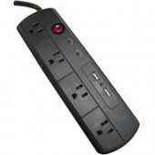 Weltron 4 Outlet Surge Protector w/ USB Charger - 4 x AC Power, USB - 1875 VA - 1050 J - 125 V AC Input - 125 V AC, 5 V AC Output WSP-400PLFU-4BK