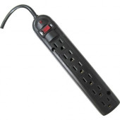 Weltron 6 Outlet Black Plastic Surge Protector w/ 6ft Cord - 6 x AC Power - 1875 VA - 750 J - 125 V AC Input - 125 V AC Output WSP-600PLF-6BK