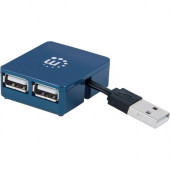Manhattan 4-Port Hi-Speed USB 2.0 Micro Hub, Bus Power - Plug and Play - Windows and Mac compatible - RoHS, WEEE Compliance 160605