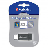 Verbatim 32GB Pinstripe USB Flash Drive - Black - TAA Compliance 49064