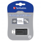 Verbatim 128GB Pinstripe USB Flash Drive - Black - TAA Compliance 49071