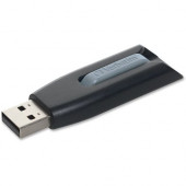 Verbatim 32GB Store &#39;&#39;n&#39;&#39; Go V3 USB 3.0 Flash Drive - Gray - 32 GB USB 3.0 - Black/Gray - 1 Pack - Retractable - TAA Compliance 49173