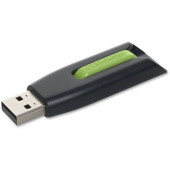Verbatim 16GB Store &#39;&#39;n&#39;&#39; Go V3 USB 3.0 Flash Drive - Green - 16 GB USB 3.0 - Black/Green - 1 Pack - Retractable - TAA Compliance 49177
