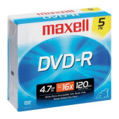 Maxell DVD Recordable Media - DVD-R - 16x - 4.70 GB - 5 Pack Jewel Case - 120mm - 2 Hour Maximum Recording Time - TAA Compliance 638002
