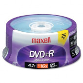 Maxell DVD Recordable Media - DVD+R - 16x - 4.70 GB - 25 Pack Spindle - 120mm - TAA Compliance 639011