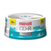 Maxell CD Recordable Media - CD-R - 48x - 700 MB - 25 Pack Spindle - 120mm - 1.33 Hour Maximum Recording Time - TAA Compliance 648445