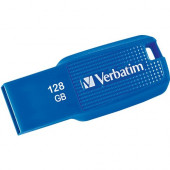 Verbatim 128GB Ergo USB 3.0 Flash Drive - Blue - The Ergo USB drive features an ergonomic design for in-hand comfort and COB design for enhanced reliability. - TAA Compliance 70880