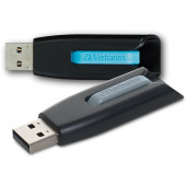 Verbatim 128GB Store &#39;&#39;n&#39;&#39; Go V3 USB 3.0 Flash Drive - 2pk - Blue, Gray - 128 GB - USB 3.0 - Blue, Gray - Lifetime Warranty - 2 Pack - TAA Compliance 70898