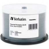 Verbatim CD-R 700MB 52X DataLifePlus White Thermal Printable, Hub Printable - 50pk Spindle - Printable - Thermal Printable - TAA Compliance 94795
