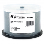 Verbatim CD-R 80 Minute (700 MB) (52x) DataLife Plus, Inkjet Printable, Silver, Hub Logo (Pkg=50/Spindle) - TAA Compliance 94892