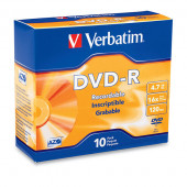 Verbatim DVD-R (4.7 GB) (16X) Branded Surface with Slim Case (10/Pk) - TAA Compliance 95099