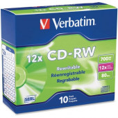 Verbatim CD-RW 700MB 4X-12X High Speed with Branded Surface - 10pk Slim Case - TAA Compliance 95156