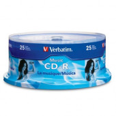 Verbatim Music CD-R 80min 40x with Branded Surface - 25pk Spindle - TAA Compliance 96155