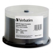 Verbatim DVD-R 4.7GB 8X Aqua Ace White Glossy Inkjet Printable Surface, Hub Printable - 50pk Spindle - Inkjet Printable - TAA Compliance 96552