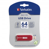Verbatim 64GB Store 'n' Go USB Flash Drive - Red - Design for the Environment (DfE), TAA Compliance 97005