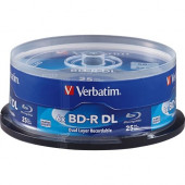 Verbatim BD-R DL 50GB 6X with Branded Surface - 25pk Spindle - 25pk Spindle - TAA Compliance 98356