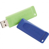 Verbatim 16GB Store &#39;&#39;n&#39;&#39; Go USB Flash Drive - 2pk - Blue, Green - 16 GB - USB - Blue, Green - 2/Pack - TAA Compliance 98713