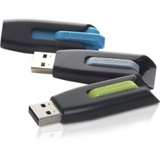 Verbatim 16GB Store ''n'' Go V3 USB 3.0 Flash Drive - 3pk - Blue, Green, Gray - 16 GBUSB 3.0 - Blue, Green, Gray - 3 Pack"" - TAA Compliance 99126