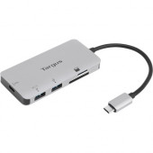 Targus USB-C Multi-Port Hub with Card Reader and 100W PD Pass-Thru - USB Type C - External - 2 USB Port(s) - 0 Network (RJ-45) Port(s) - Chrome, Mac, PC ACA952USZ