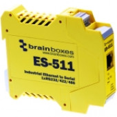 Brainboxes Industrial Ethernet to Serial 1xRS232/422/485 - DIN Rail Mountable - PC, Linux - 1 x Number of Serial Ports External - TAA Compliant ES-511