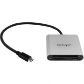 Startech.Com USB 3.0 Flash Memory Multi-Card Reader / Writer with USB-C - SD microSD and CompactFlash Card Reader w/ Integrated USB-C Cable - SD, microSD, MultiMediaCard (MMC), SDHC, SDXC, microSDHC, microSDXC, CompactFlash Type I, CompactFlash Type II - 