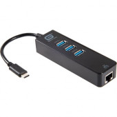 CP TECH Gigacord USB/Ethernet Combo Hub - USB Type C - External - 3 USB Port(s) - 1 Network (RJ-45) Port(s) - 3 USB 3.0 Port(s) - PC, Mac, Linux GC-31556