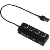 Sabrent 4-Port USB 2.0 Hub with Individual Power Switches and LEDs (HB-UMLS) - USB - External - 4 USB Port(s) - 4 USB 2.0 Port(s) HB-UMLS