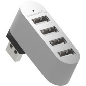 Sabrent Premium Mini 4-Port Aluminum USB 2.0 Rotating Hub - USB - External - 4 USB Port(s) - 4 USB 2.0 Port(s) - Mac, PC, Linux HB-UMMC-PK50