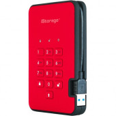 iStorage diskAshur2 1 TB Hard Drive - External - Portable - TAA Compliant - USB 3.1 - 5400rpm - 8 MB Buffer - Fiery Red - 256-bit Encryption Standard IS-DA2-256-1000-R