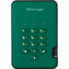 iStorage diskAshur2 2 TB Hard Drive - External - Portable - TAA Compliant - USB 3.1 - 5400rpm - 8 MB Buffer - Racing Green - 256-bit Encryption Standard IS-DA2-256-2000-GN