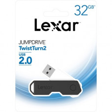 Lexar JumpDrive TwistTurn2 USB 2.0 Flash Drive, 32GB, Black, LJDTT2-32GABNABK - 32 GB - USB 2.0 - Black - 5 Year Warranty LJDTT2-32GABNABK