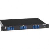 Black Box Rackmount Gang Switch - 19", 1U, (4) Duplex Multimode SC, Network Manageable - 12 Fiber Channel Ports - 1 x RJ-45 - Manageable - Rack-mountable - 1U - TAA Compliant NBS004MA