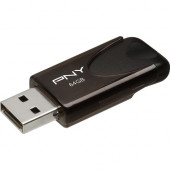 PNY 64GB Attach&eacute; 4 USB 2.0 Flash Drive - 64 GB - USB 2.0 - Black - 1 Year Warranty P-FD64GATT4-GE