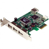 Startech.Com 4-port PCI Express LP USB Adapter Card - 3 x 4-pin Type A Female USB 2.0 USB External - RoHS, TAA Compliance PEXUSB4DP