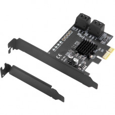 SIIG Dual Profile 4-Channel SATA 6G PCIe Host Card - Serial ATA/600 - PCI Express 2.0 x1 - Plug-in Card - 4 Total SATA Port(s) - PC - TAA Compliant - TAA Compliance SC-SAEC11-S1